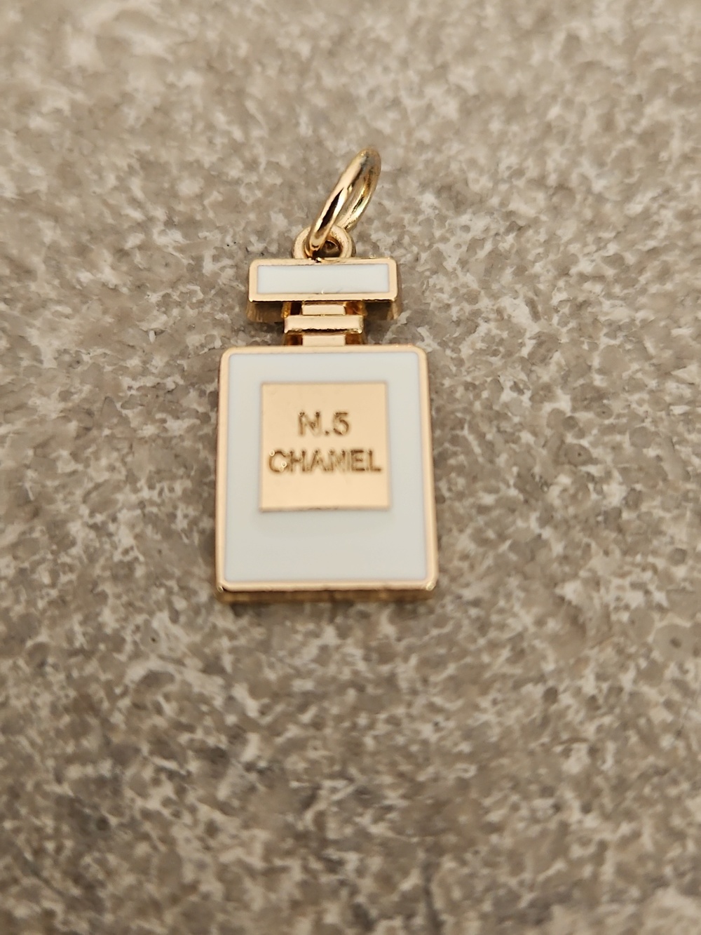 White Enamel & Gold Perfume Bottle Charm